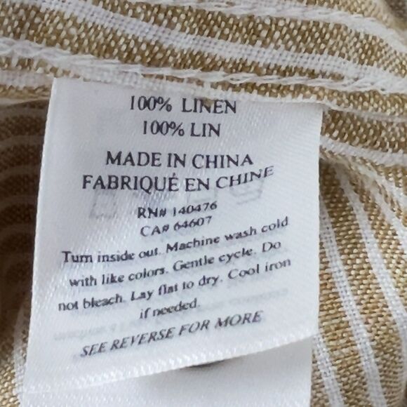 Faherty Laguna Linen Relaxed Shirt Dress Womens Sz L Golden Stripe Long Sleeve - Picture 10 of 14